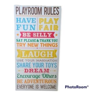 Stupell Industries  Stephanie Workman Playroom Rules 30-in H x 16-in W on Canvas
